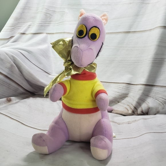 Vintage Disney Figment Purple Dragon Stuffed Toy Felt 1982 Flawed Walt Disney - Picture 1 of 10